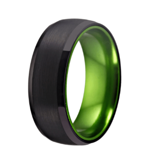 Black and green mens deals wedding band