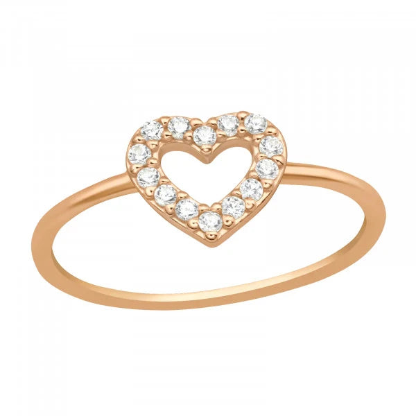 Silver Rose Gold Heart Ring