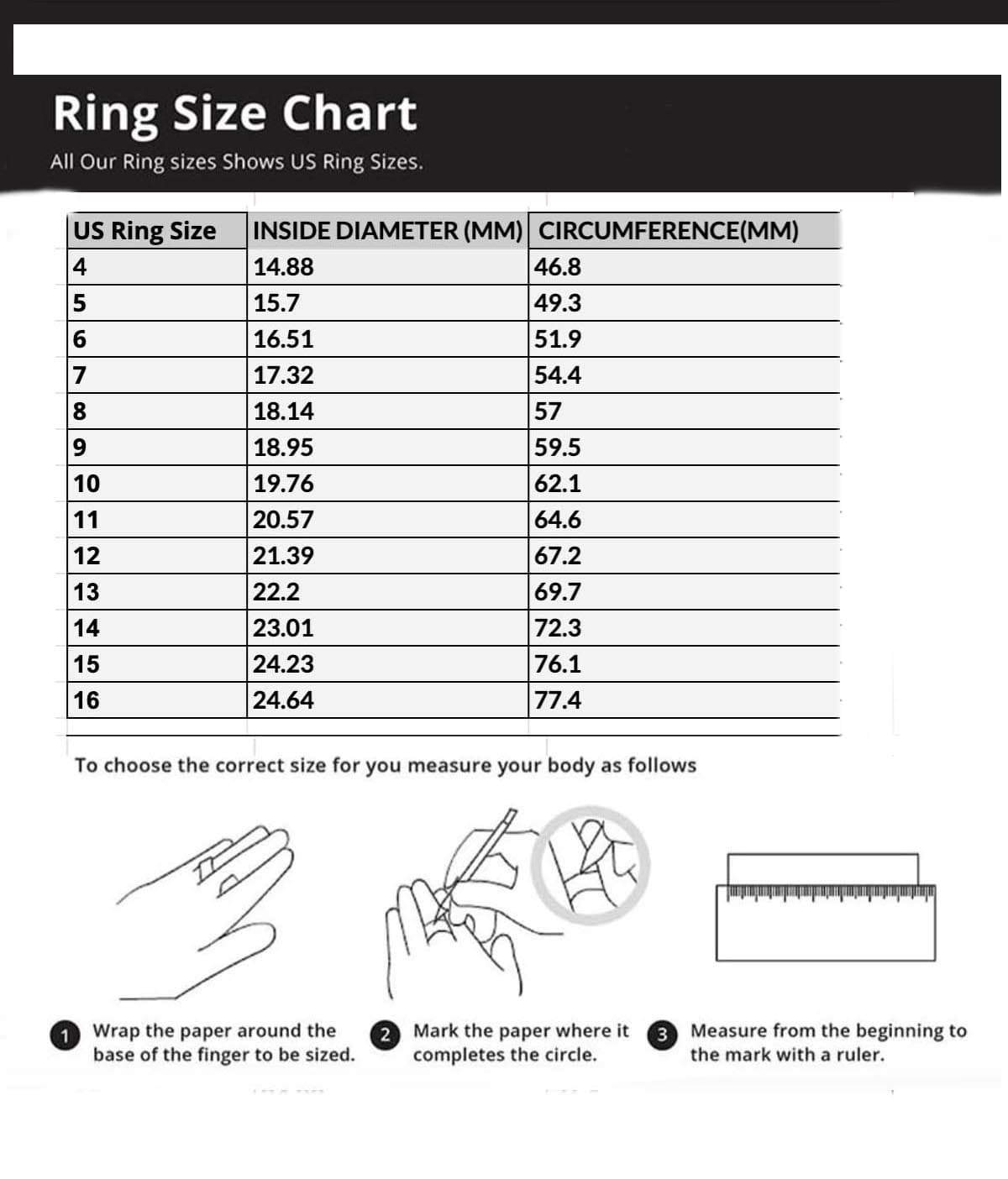 Ring Size chart