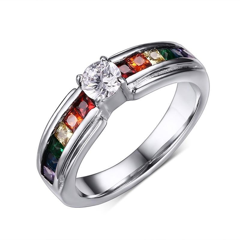 LGBT Pride CZ Engagement Ring