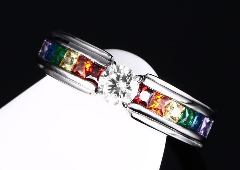 LGBT Pride CZ Engagement Ring