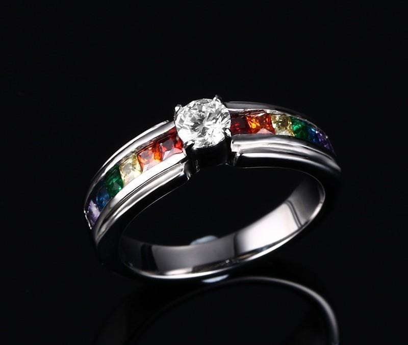 LGBT Pride CZ Engagement Ring