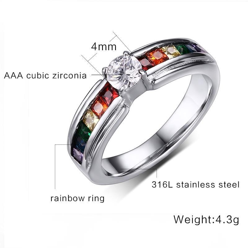 LGBT Pride CZ Engagement Ring