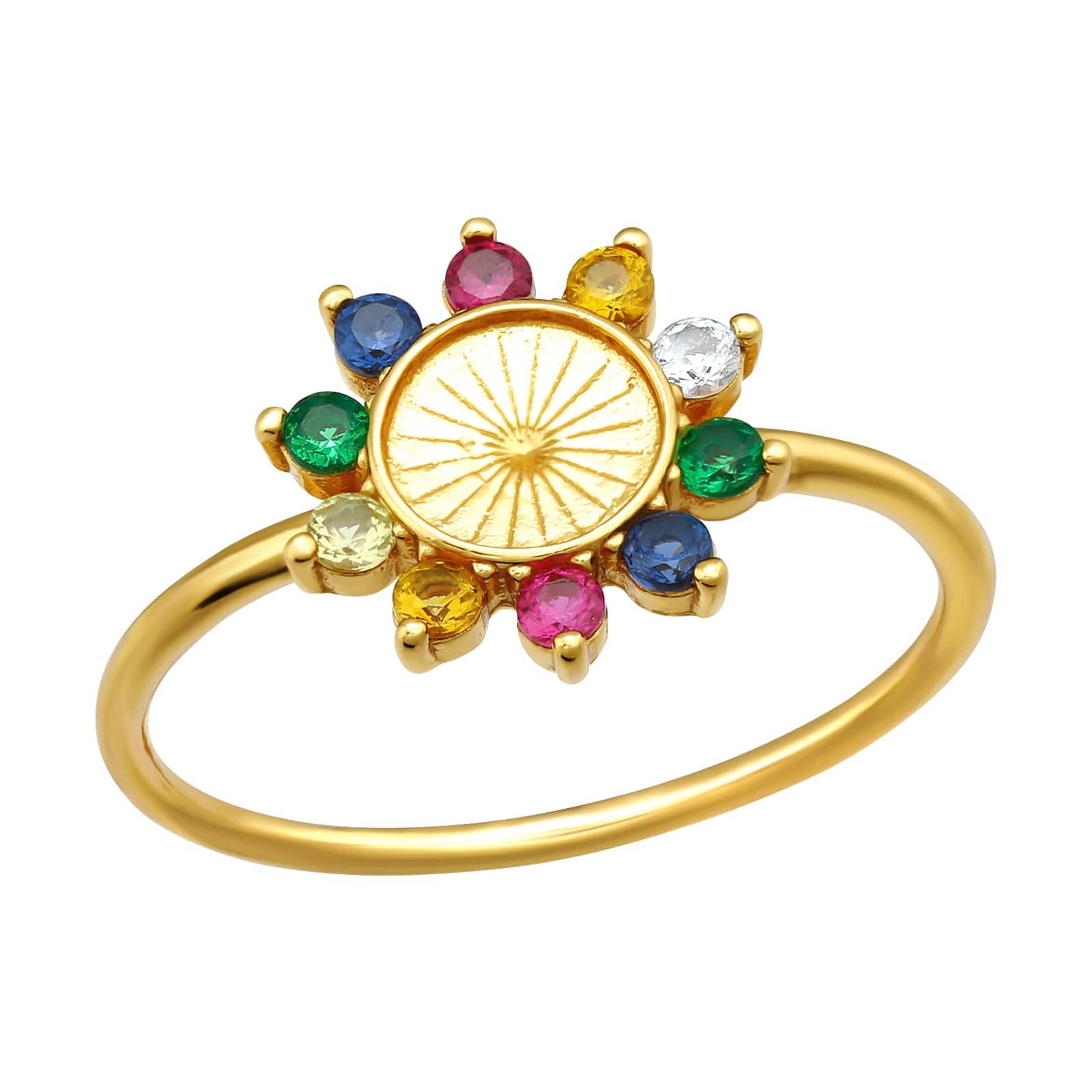 Gold Flower Cubic Zirconia Ring