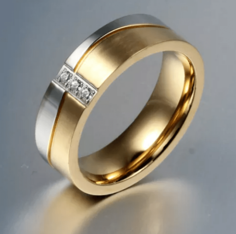 Steel Gold  Wedding Engagement Ring for Couple