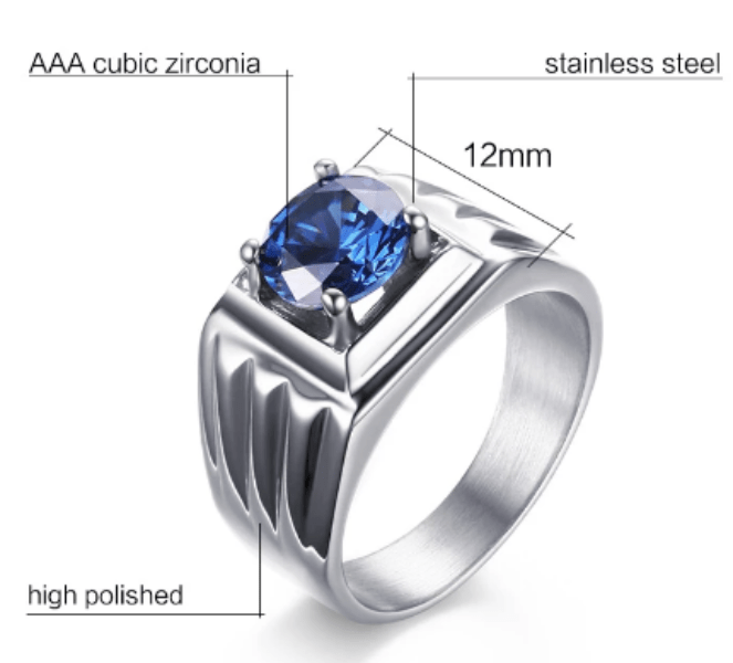 Mens Wedding Ring With Blue Stone