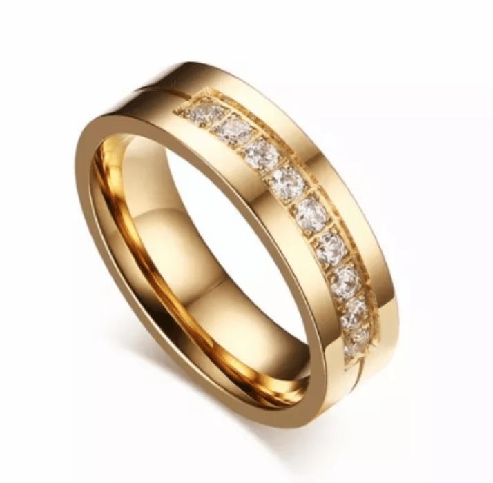 Steel Gold Wedding Engagement Ring for Couple