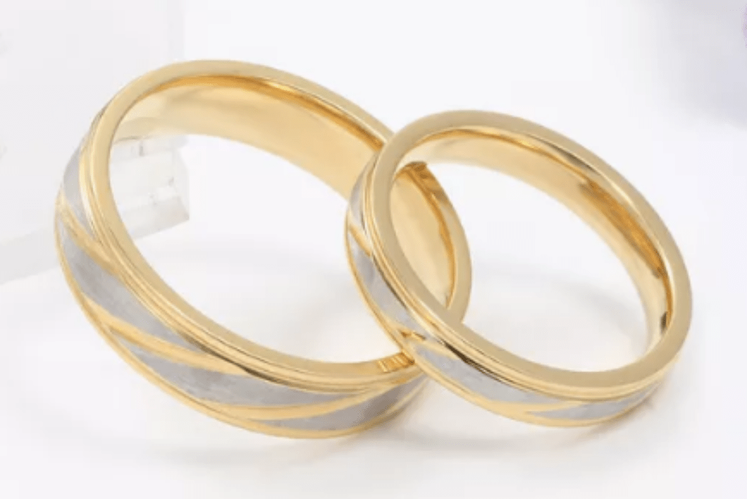 Steel Gold  Wedding  & Engagement  Ring for Couple