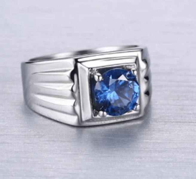 Mens Wedding Ring With Blue Stone