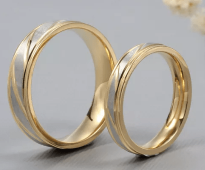 Steel Gold  Wedding  & Engagement  Ring for Couple