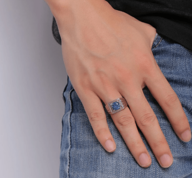 Mens Wedding Ring With Blue Stone