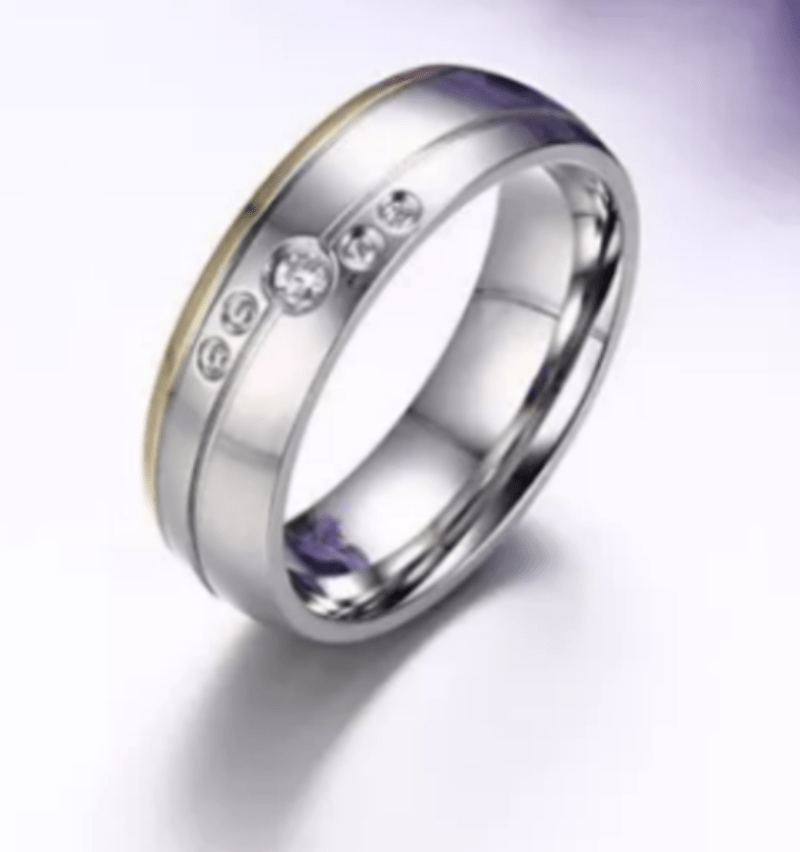 Steel Gold Wedding Engagement Ring for Couple