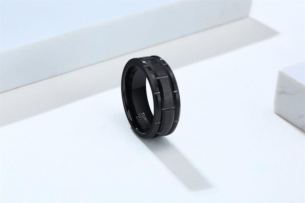 Groove Brushed Surface Tungsten Ring for Men