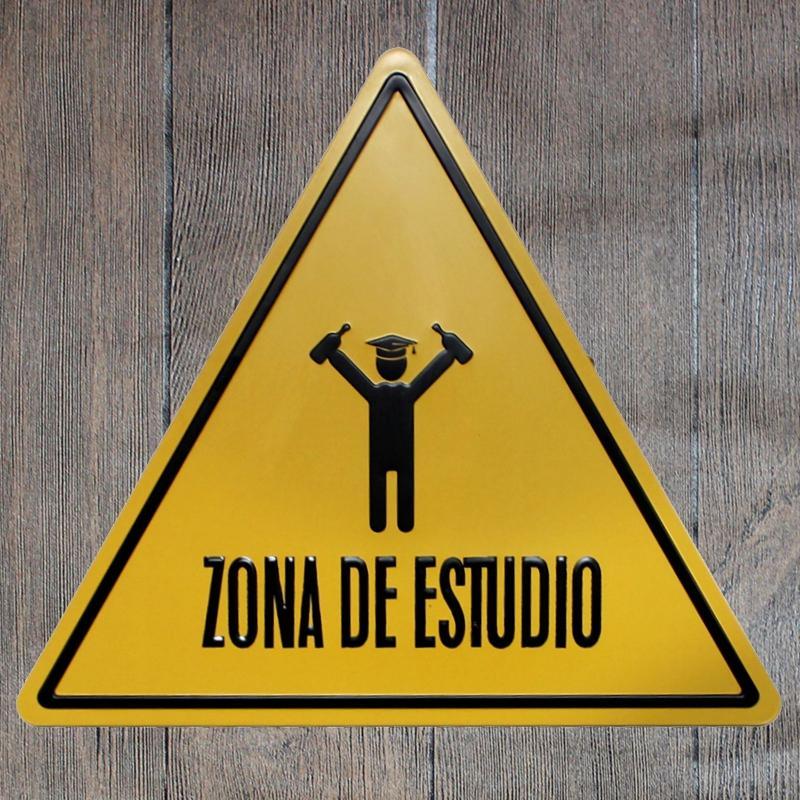 Zona De Estudio Triangle Metal Tin Sign Poster