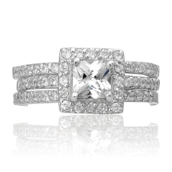 Princess Cut Wedding Band Set