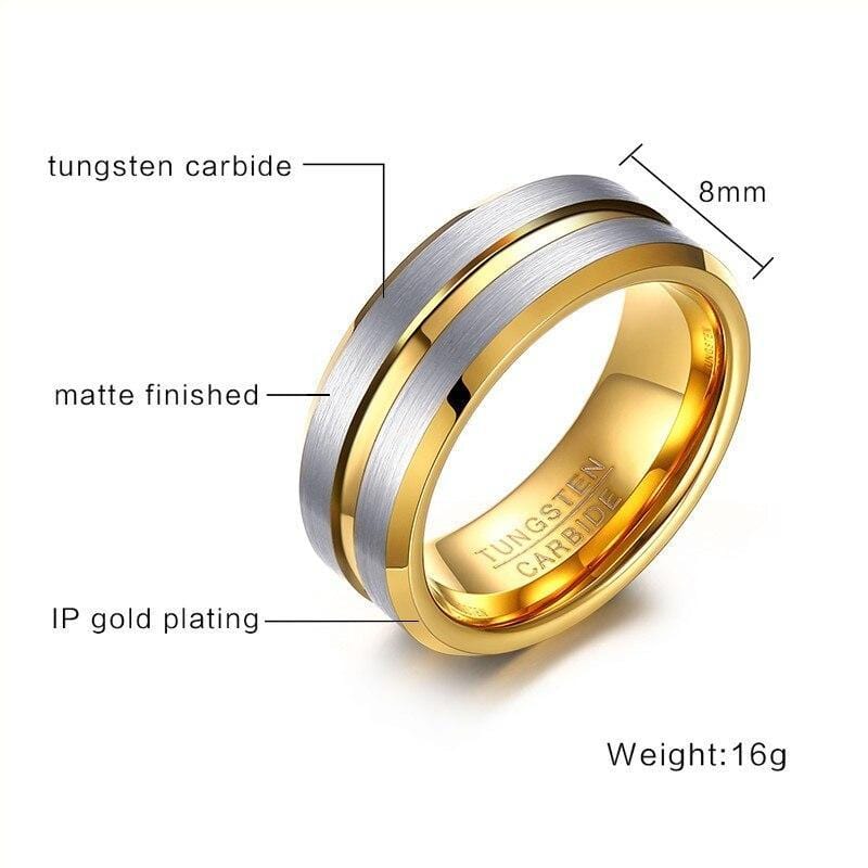 Gold Inlay Tungsten Ring