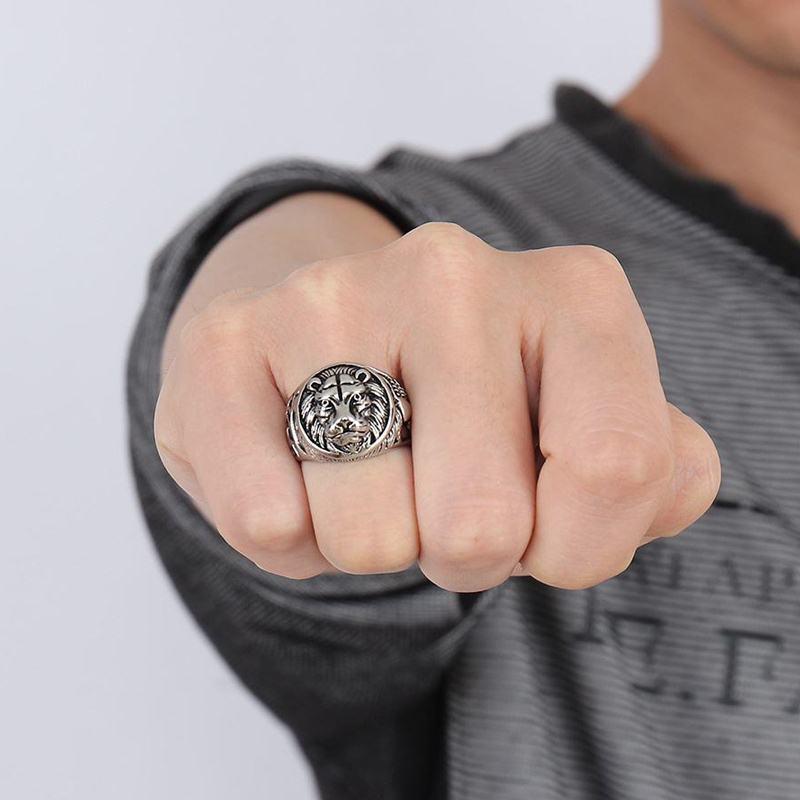 Mens Stainless Steel Lion Ring